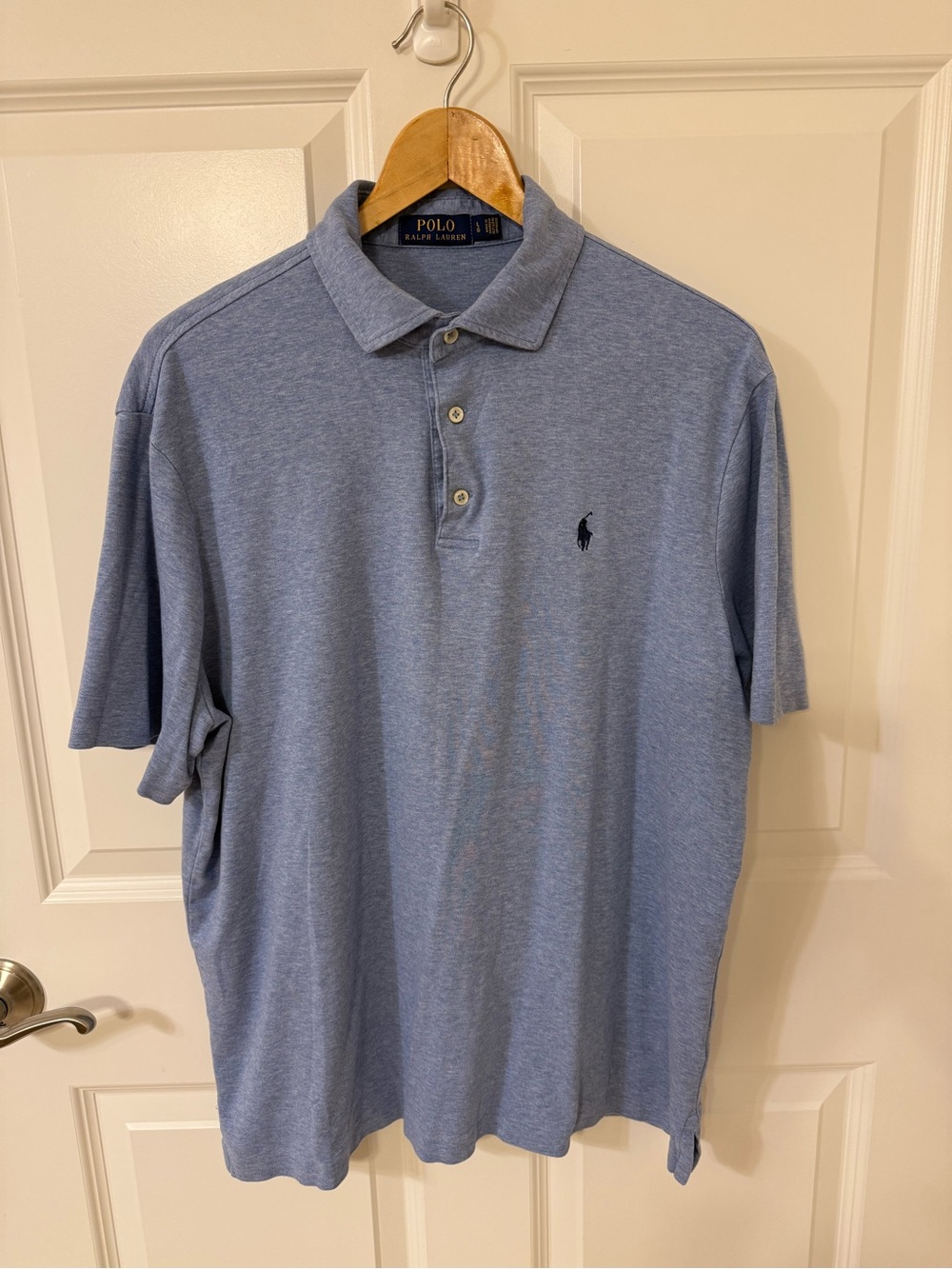 Ralph Lauren Men’s Polo Shirt Dusty Blue Large EUC Classic Large